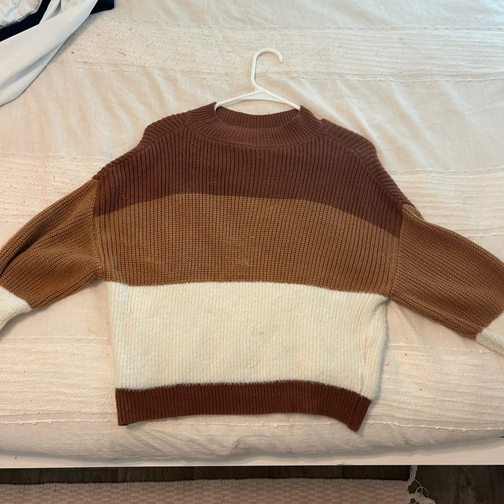 Colorblock Sweater - Brown and Cream